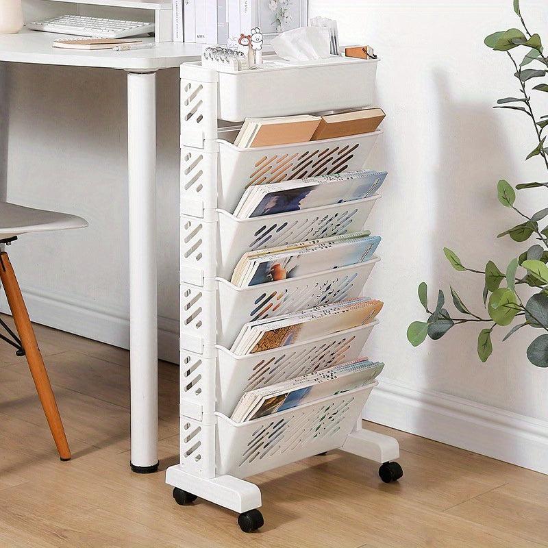 Home Study Storage Cart Shelf Movable Desk Side Bookshelf