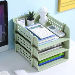 Layered Plastic File Shelf A4 File Box Green