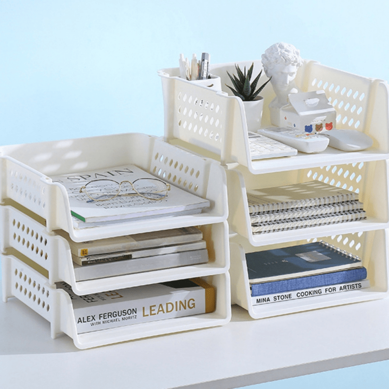 Layered Plastic File Shelf A4 File Box Green