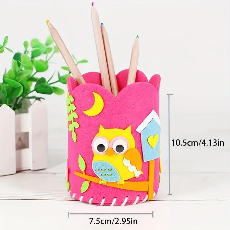 DIY Cartoon Craft Pen Container Student Creative Handwork