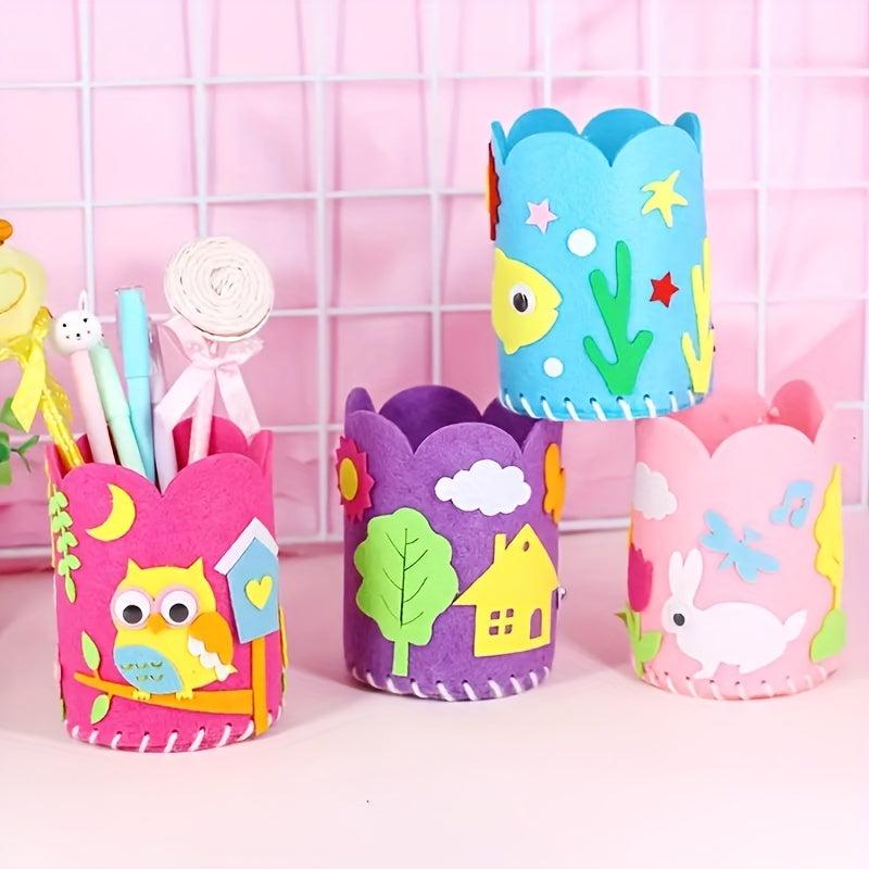 DIY Cartoon Craft Pen Container Student Creative Handwork