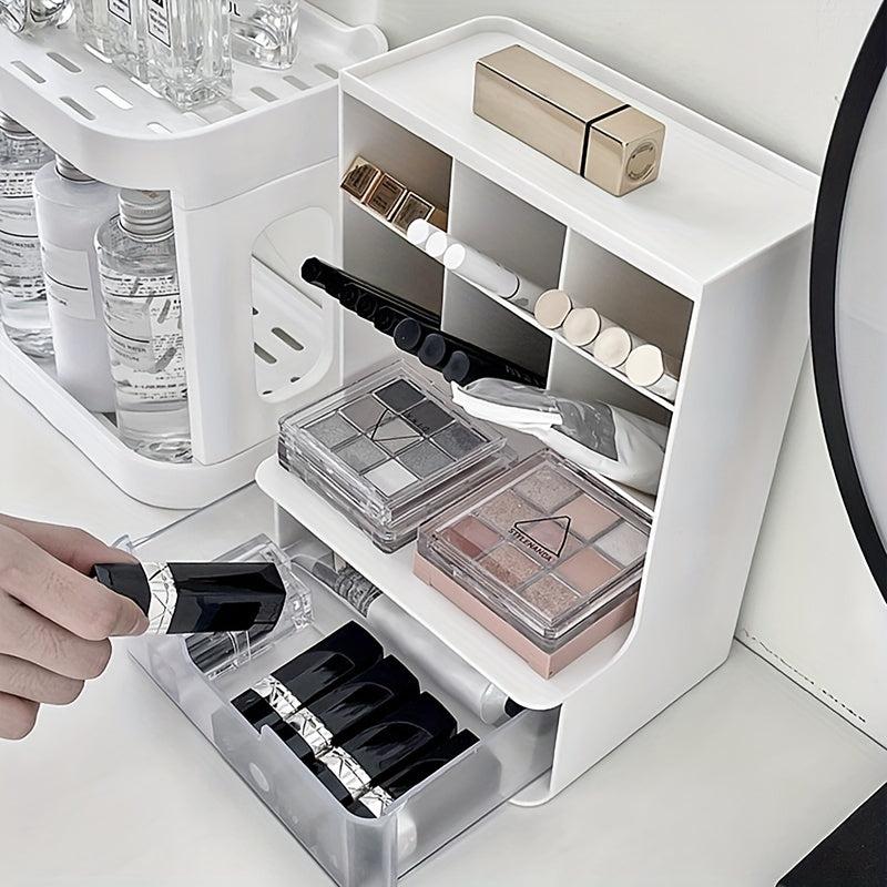 Desk Pen Holder with 7 Compartments and 1 Drawer