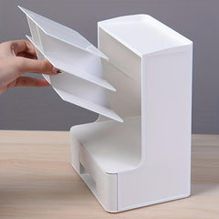 Desk Pen Holder with 7 Compartments and 1 Drawer