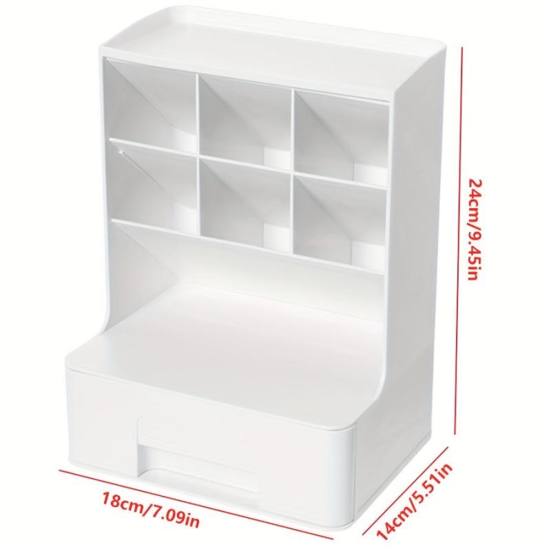 Desk Pen Holder with 7 Compartments and 1 Drawer