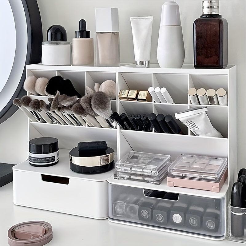 Desk Pen Holder with 7 Compartments and 1 Drawer