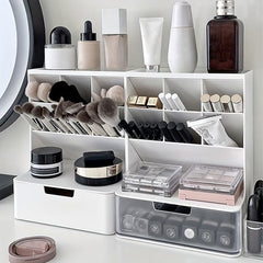 Desk Pen Holder with 7 Compartments and 1 Drawer