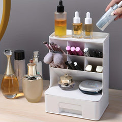 Desk Pen Holder with 7 Compartments and 1 Drawer