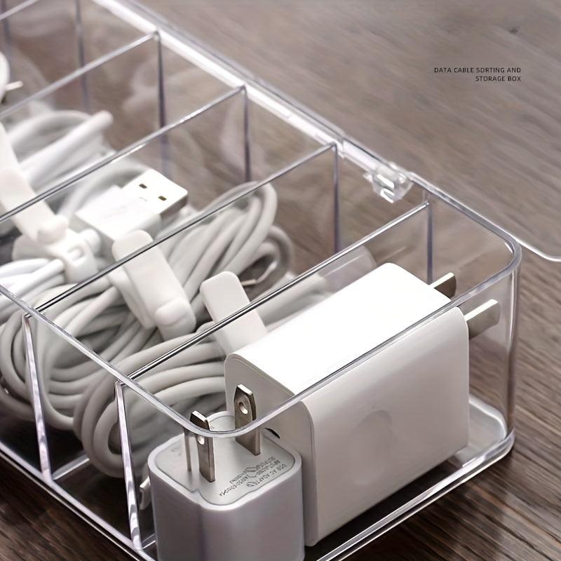 8-Compartment Cable Storage Box with Lid