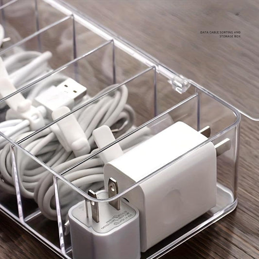 8-Compartment Cable Storage Box with Lid