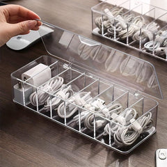 8-Compartment Cable Storage Box with Lid