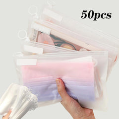 20pcs Waterproof Storage Bag for Masks with Pull Ring, Frosted Material