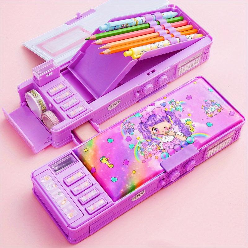 Button Deformation Password Lock Stationery Box Pencil Case