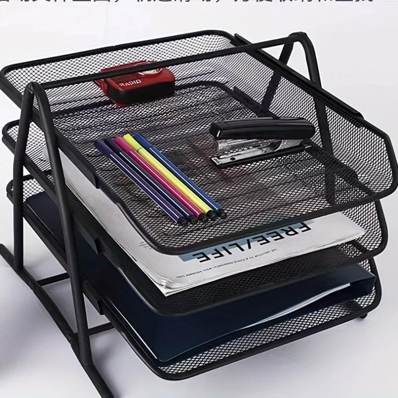 Three-Layer Metal File Folder Storage Box A4 Size