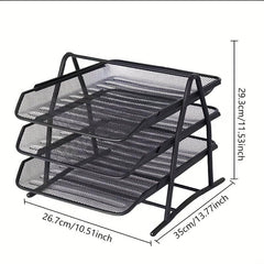 Three-Layer Metal File Folder Storage Box A4 Size