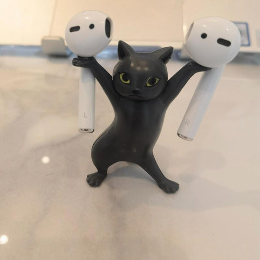 Enchanted Dancing Cat Pen Holder Desktop Ornament