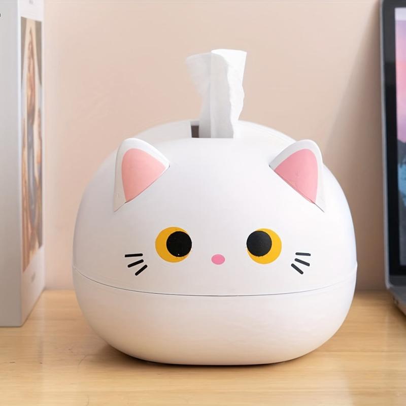 Cartoon Cat Tissue Box Holder for Home Car Office - Cute Cat Napkin Storage Box