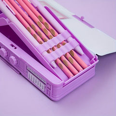 Girl Password Lock Pencil Box Double Layer Pencil Bag