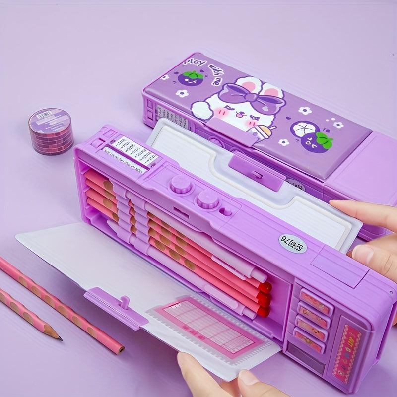 Girl Password Lock Pencil Box Double Layer Pencil Bag