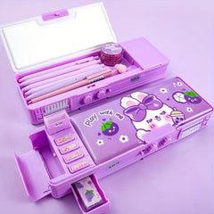 Girl Password Lock Pencil Box Double Layer Pencil Bag