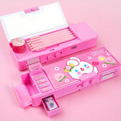 Girl Password Lock Pencil Box Double Layer Pencil Bag