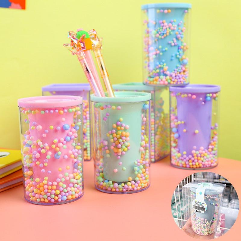Crystal Pen Holder Desk Stationery Organizer School Bottle Storage