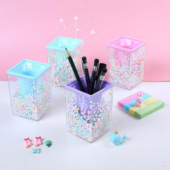 Crystal Pen Holder Desk Stationery Organizer School Bottle Storage