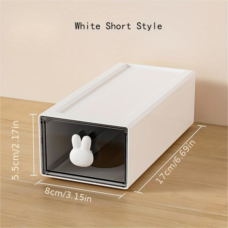 Transparent Rabbit Drawer Stationery Storage Box for Students and Adults