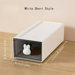 Transparent Rabbit Drawer Stationery Storage Box for Students and Adults