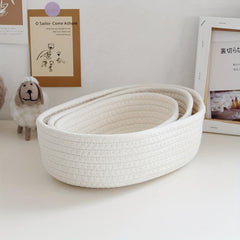Stylish Woven Nordic Cotton Rope Storage Basket - 58x42x13cm