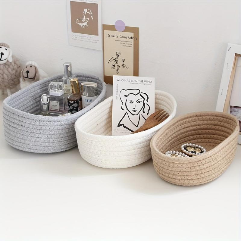 Stylish Woven Nordic Cotton Rope Storage Basket - 58x42x13cm