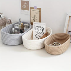 Stylish Woven Nordic Cotton Rope Storage Basket - 58x42x13cm