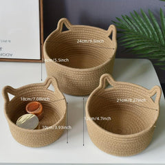 Cat Ear Storage Basket for Office & Home Decor