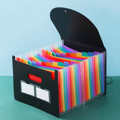Expanding File Folders Organizer Bag Portable Monthly Bill Receipt Colorful Tabs