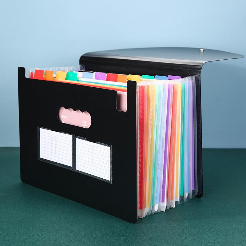 Expanding File Folders Organizer Bag Portable Monthly Bill Receipt Colorful Tabs