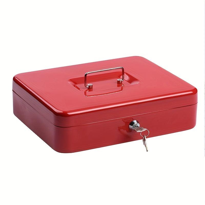 Portable Metal Cash Box With Lock Safe Box Storage Iron Box