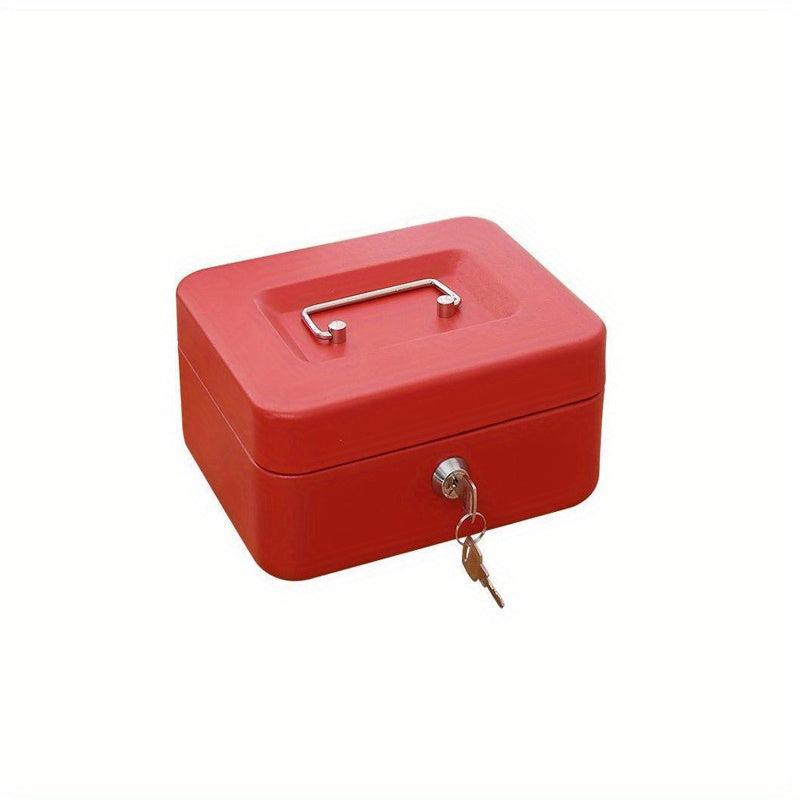 Portable Metal Cash Box With Lock Safe Box Storage Iron Box