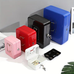 Portable Metal Cash Box With Lock Safe Box Storage Iron Box