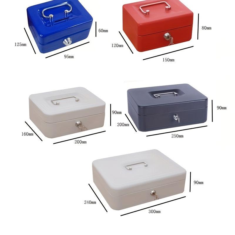 Portable Metal Cash Box With Lock Safe Box Storage Iron Box