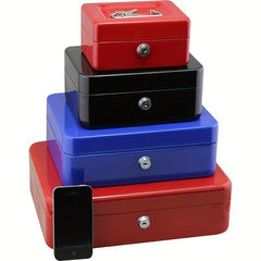 Portable Metal Cash Box With Lock Safe Box Storage Iron Box