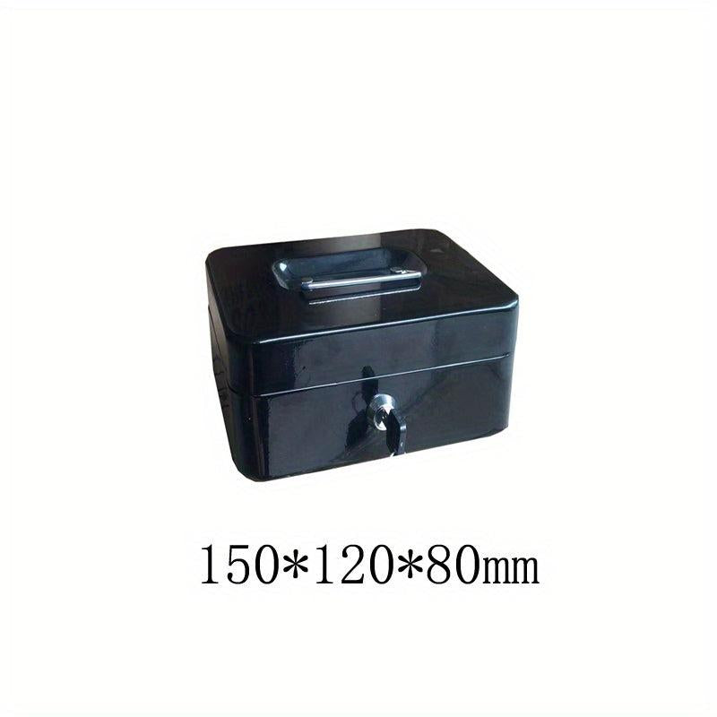Portable Metal Cash Box With Lock Safe Box Storage Iron Box