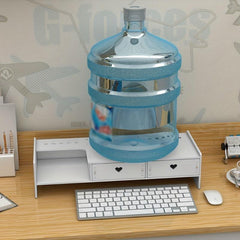 Computer Monitor Stand With Drawers Keyboard Raised Base Shelf