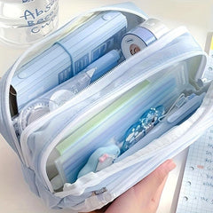 Large Capacity Pencil Case Handheld Stationery Box Portable Office School Girl