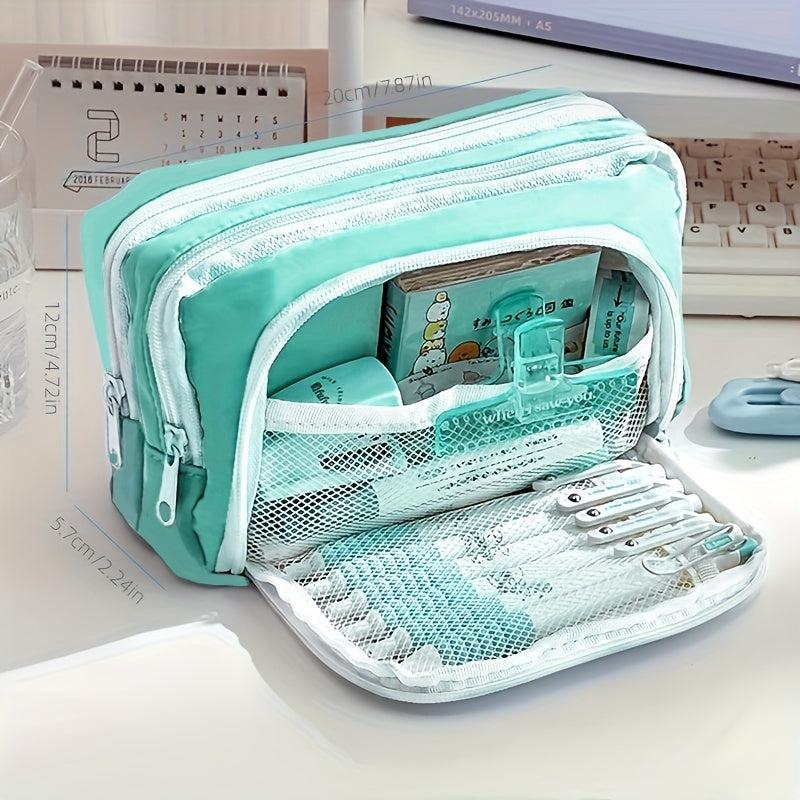 Large Capacity Pencil Case Handheld Stationery Box Portable Office School Girl