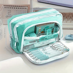 Large Capacity Pencil Case Handheld Stationery Box Portable Office School Girl