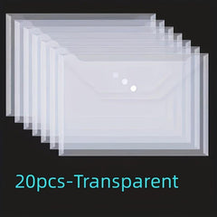 20 Packs Plastic Envelope Transparent Reusable Envelope Waterproof A4 Size