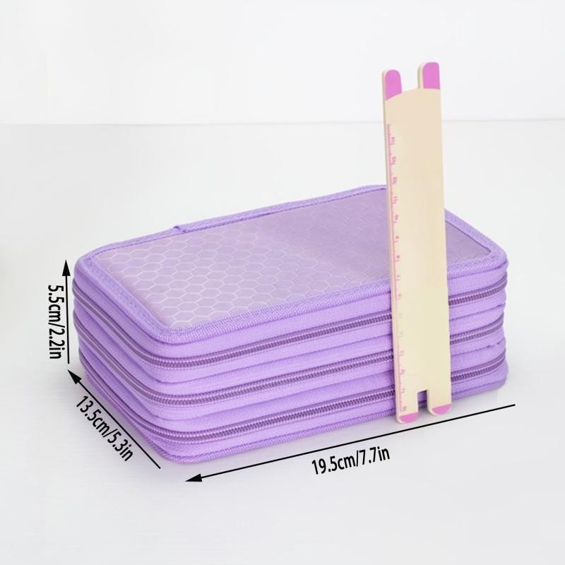 Purple Three-Layer Pencil Case