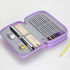 Purple Three-Layer Pencil Case