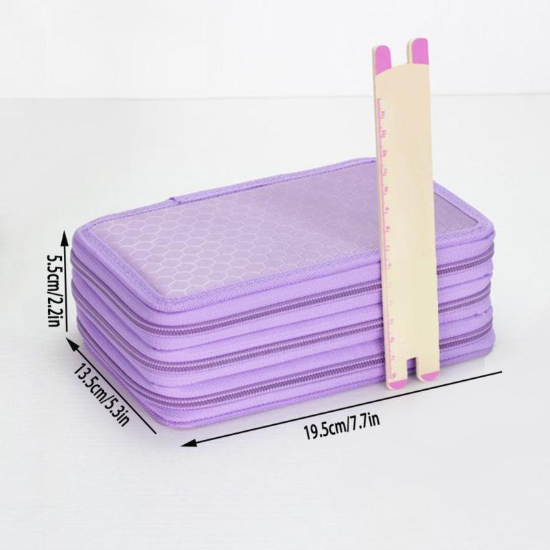 Purple Three-Layer Pencil Case