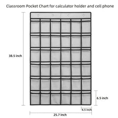 36-Pocket Classroom Pocket Chart for Cellphone and Calculator Organization