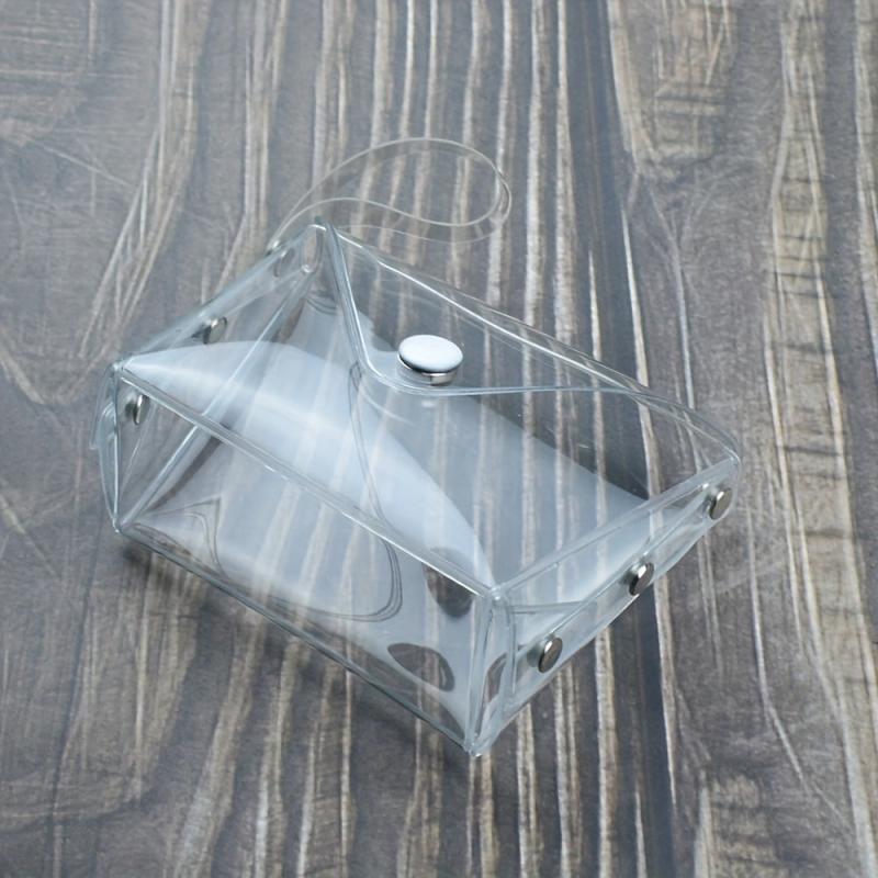 Small Transparent Plastic Snap Coin Purse Multifunctional Wallet